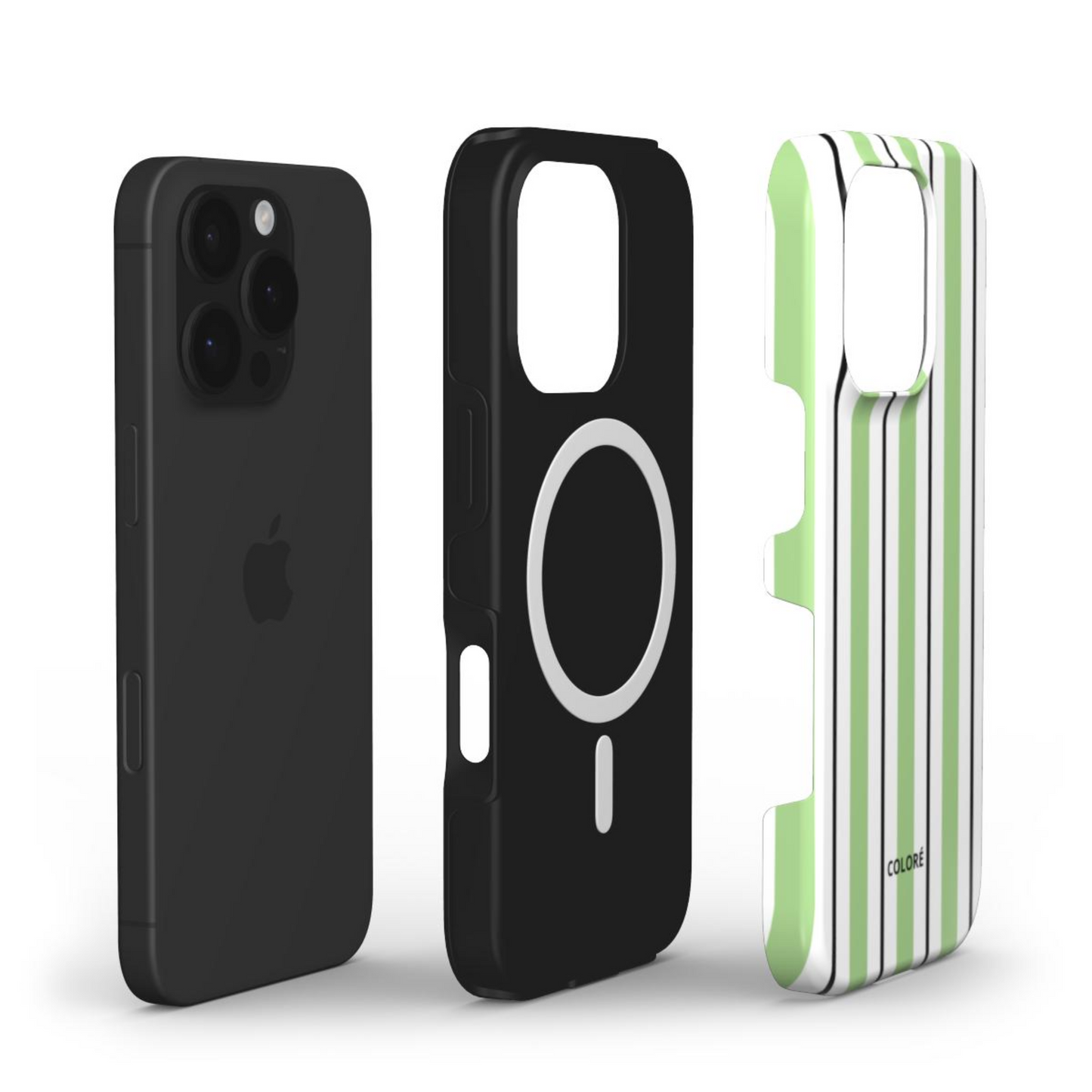 Vertical Flow - Green & Black - MagSafe Tough Phone Case