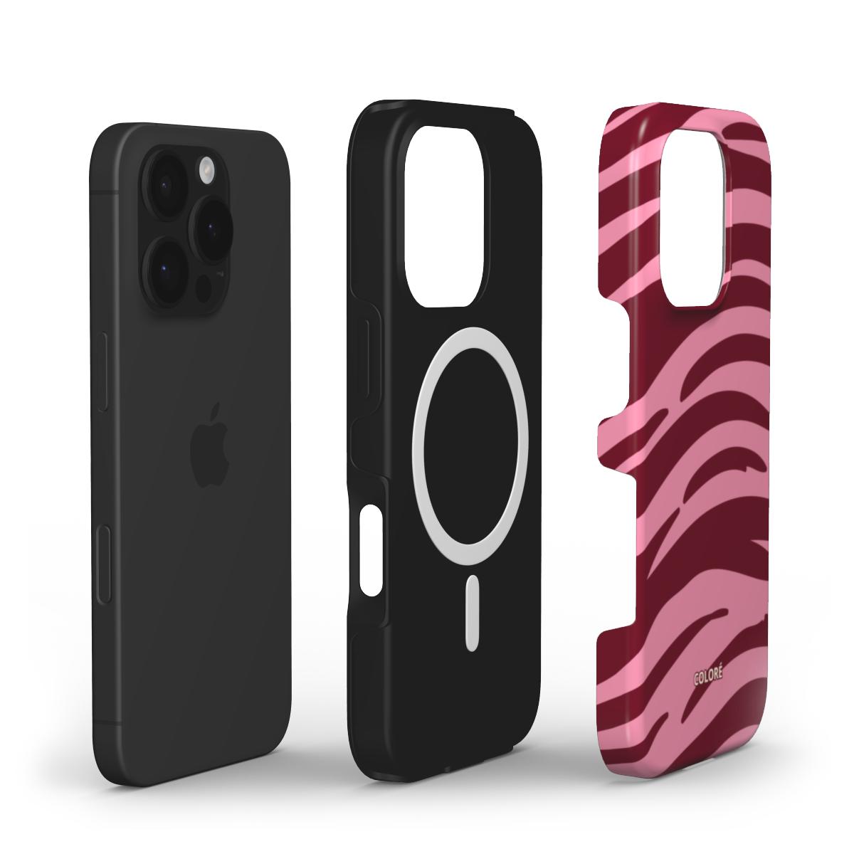Tiger Tones - Burgundy & Pink - MagSafe Tough Phone Case