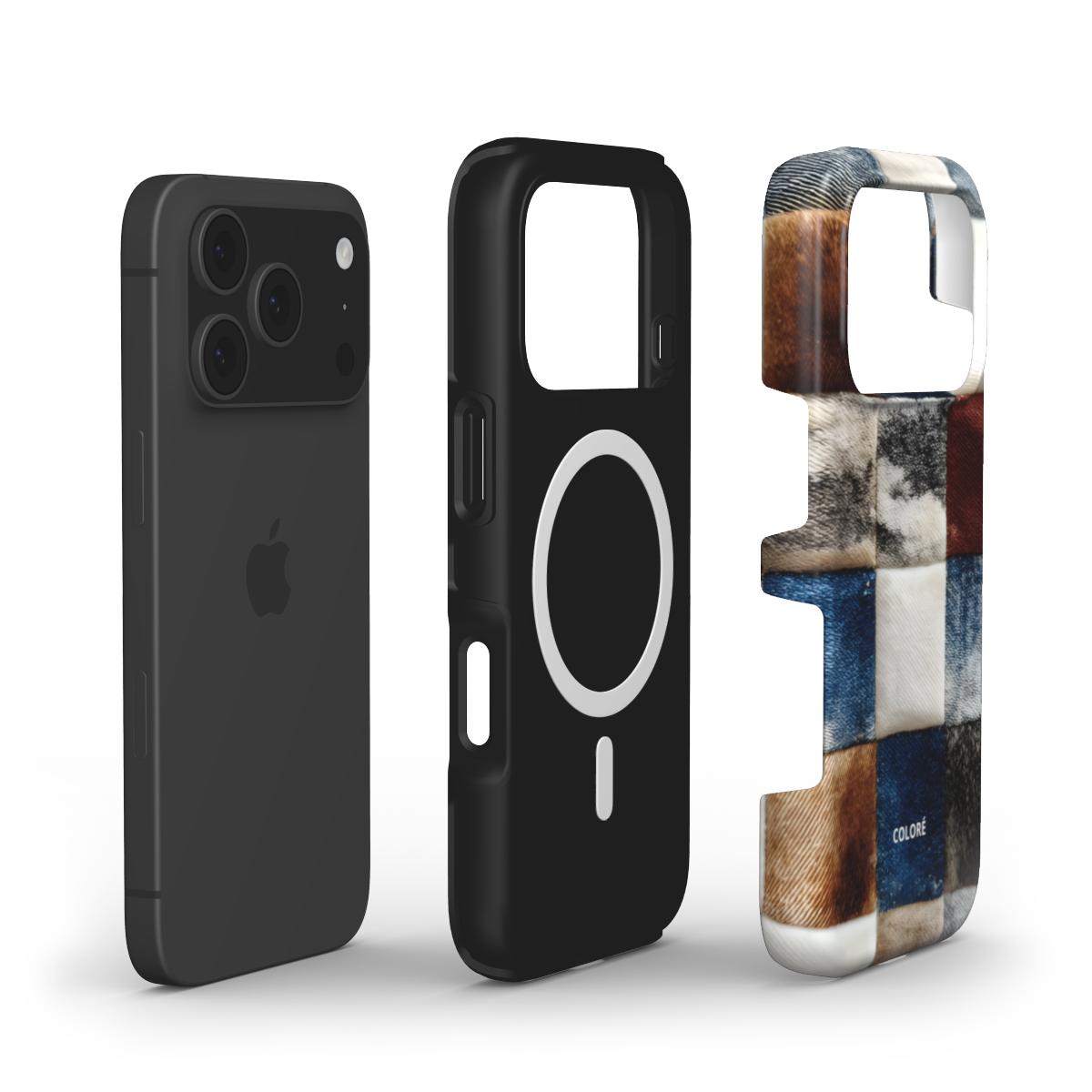 Cowfolk Code - Denim Patchwork - MagSafe Tough Phone Case