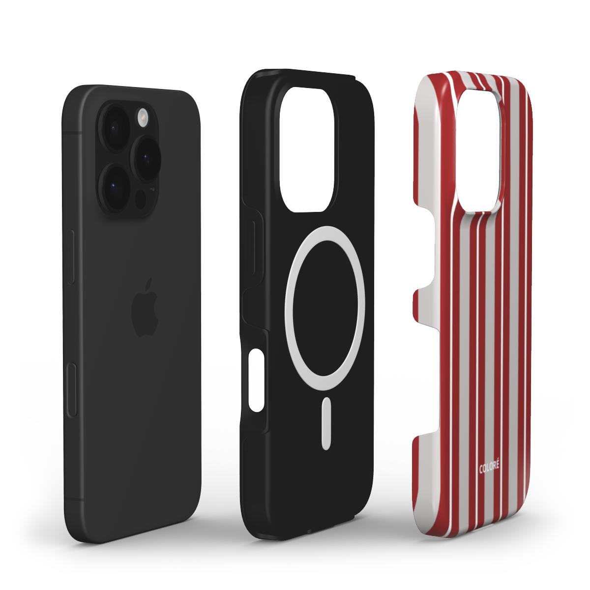Vertical Flow - Burgundy & Brown - MagSafe Tough Phone Case