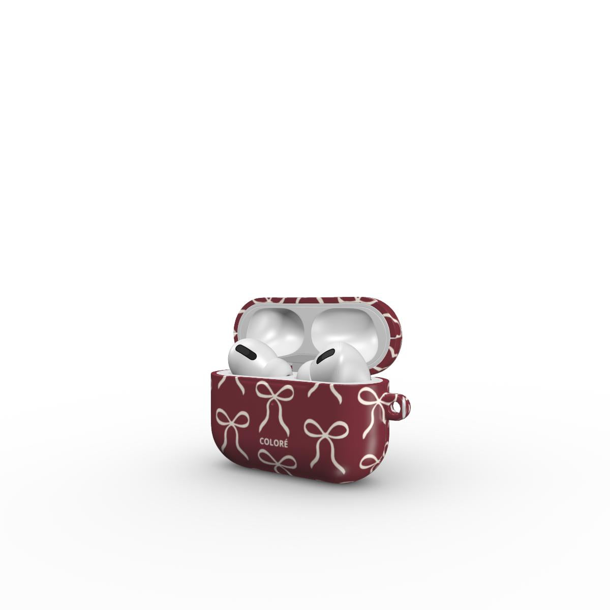 Bow Charm Airpods Case – Burgundy