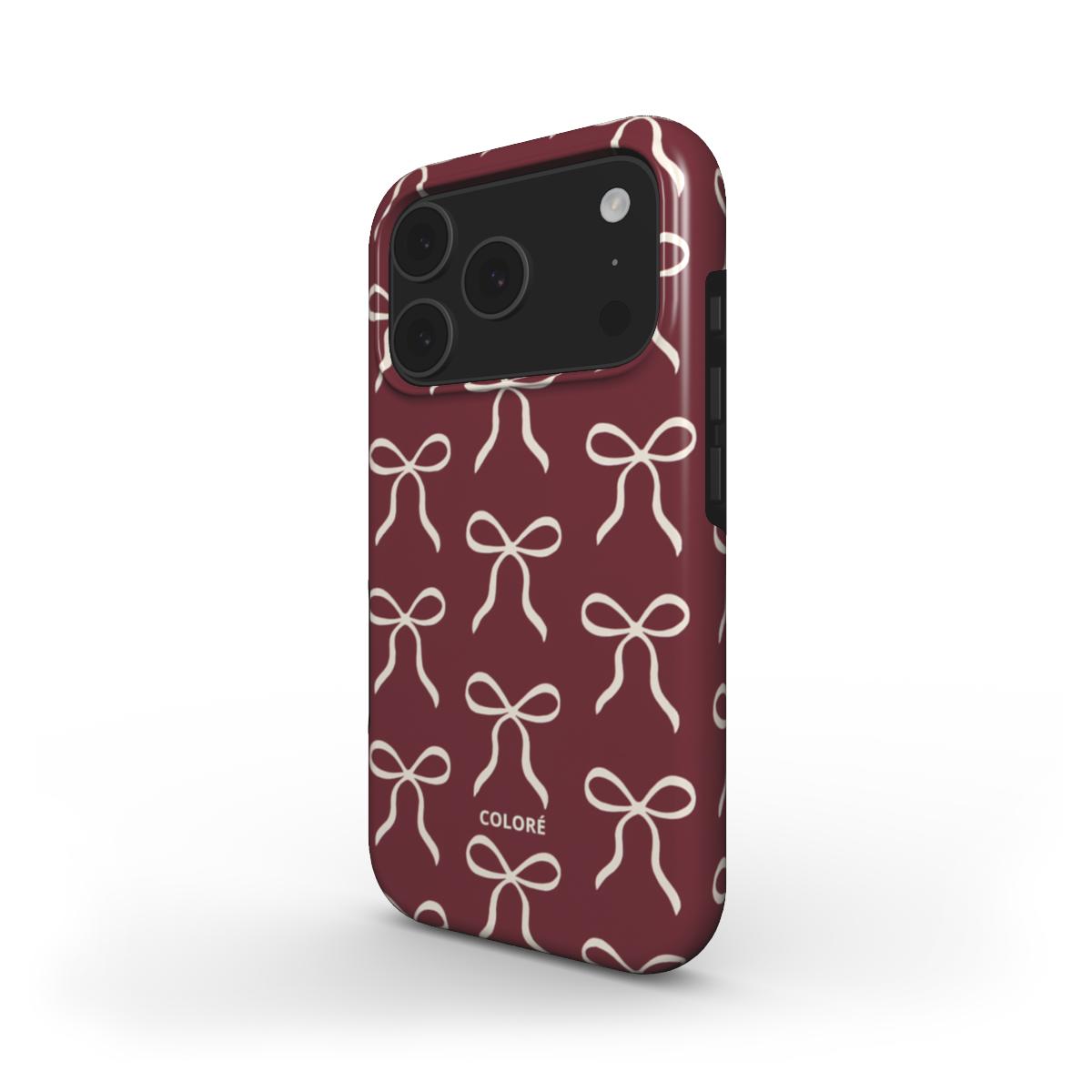 Bow Charm Magsafe Tough Phone Case – Burgundy