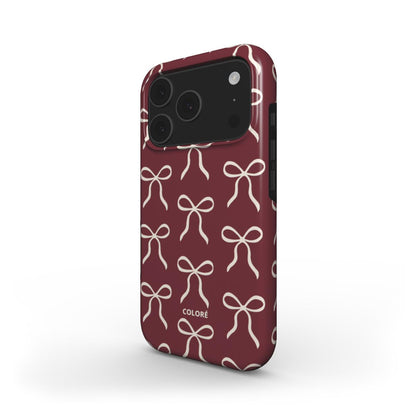 Bow Charm Magsafe Tough Phone Case – Burgundy