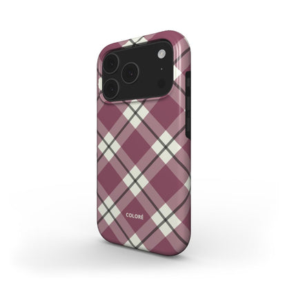 Check Charm Tough Phone Case – Burgundy