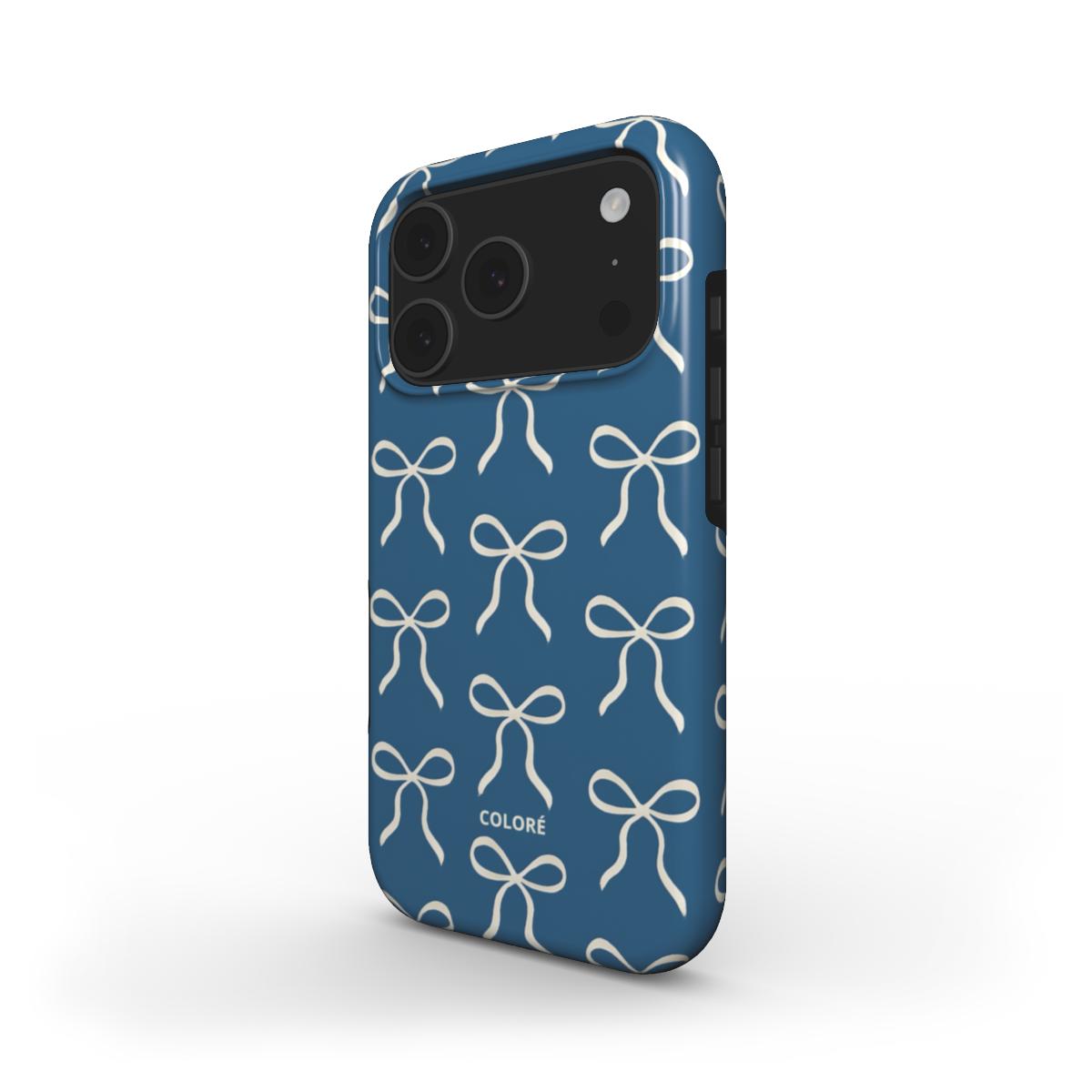 Bow Charm Tough Phone Case – Blue