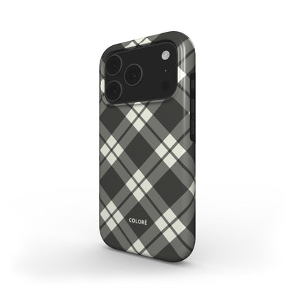 Check Charm Tough Phone Case – Black