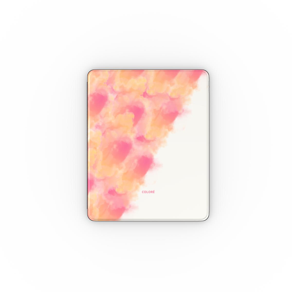 Coloré Cloud Bloom – Pink & Orange iPad case with reinforced dual-sided design and fade-resistant print