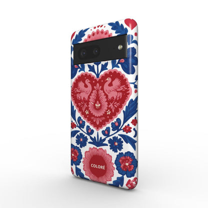 Coloré Folk Love Bloom – Blue & Red Magnetic Tough Phone Case with floral print, magnetic tough phone case design