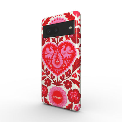 Coloré Folk Love Bloom – Blue & Red magnetic tough phone case with floral pattern and dual-tone finish