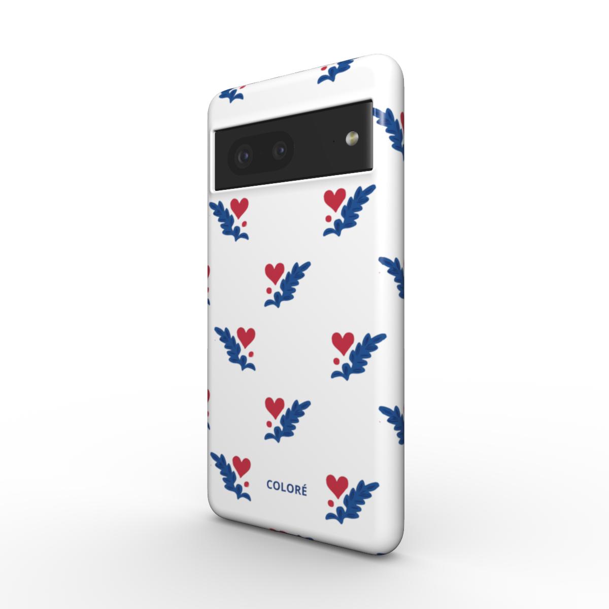 Coloré Folk Love Whispers - Blue & Red Magnetic Tough Phone Case with blue and red pattern