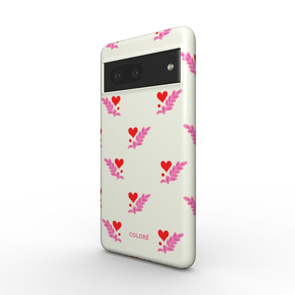 Coloré Folk Love Whispers – Red & Pink magnetic tough phone case with expressive two-tone design in lifestyle setting