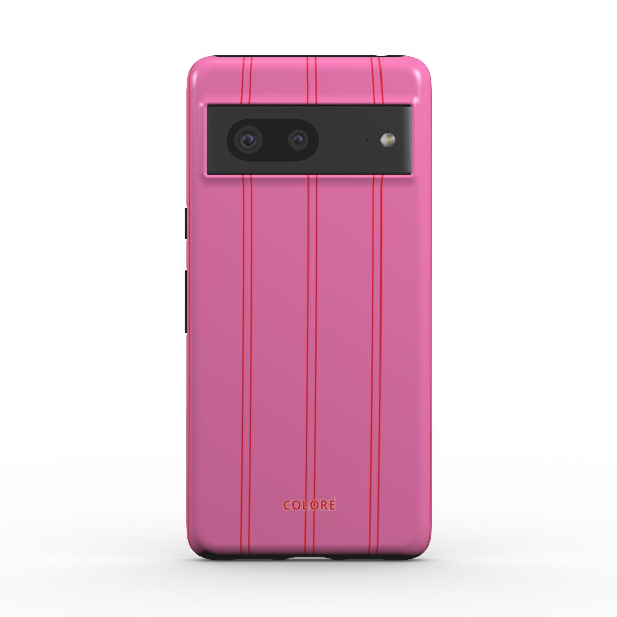 Coloré Sweetline Stripes - Red & Pink Magnetic Tough Phone Case with red and pink striped trim