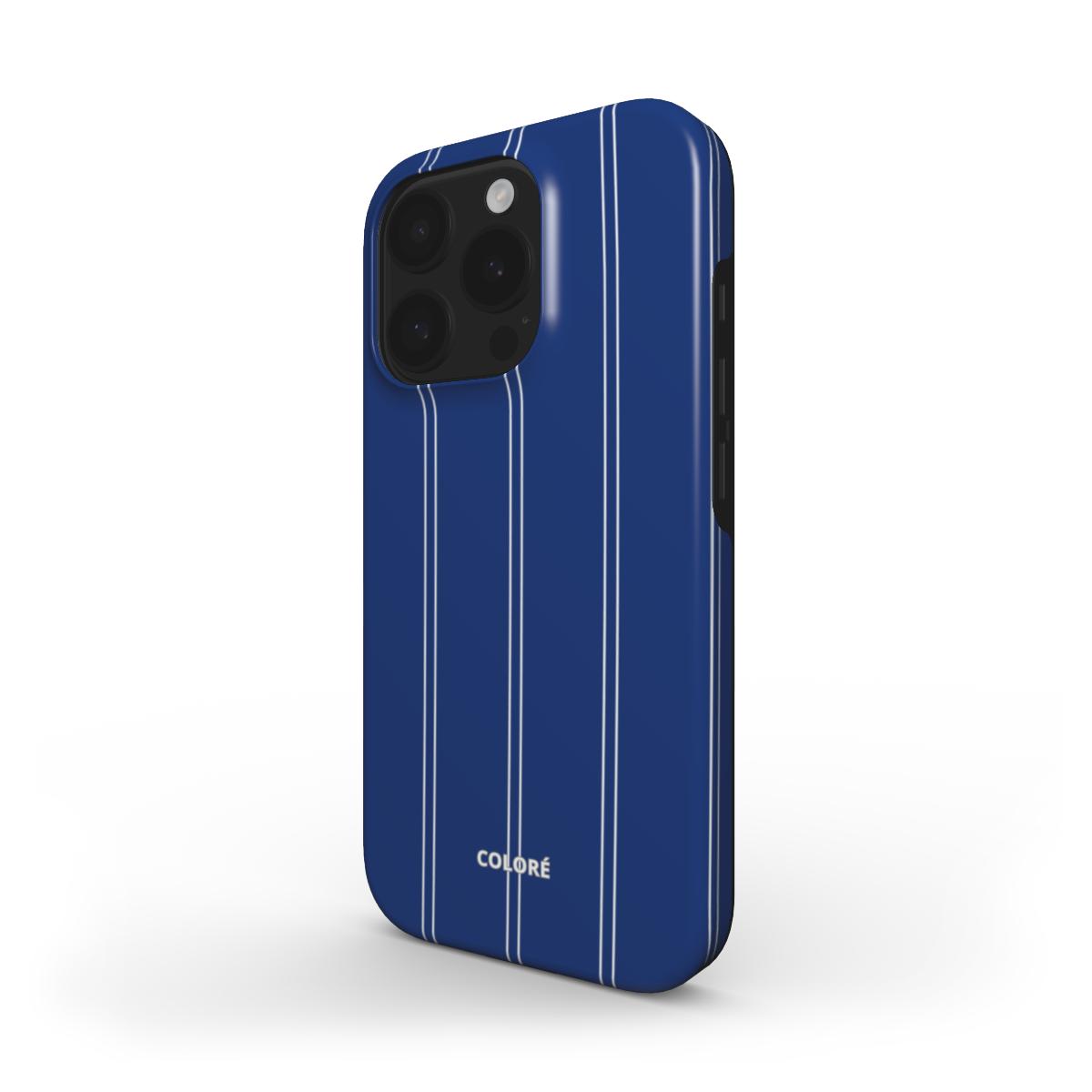 Coloré Sweetline Stripes - Blue & White - Tough Phone Case in blue and white stripes, dual-layer design stylish phone case