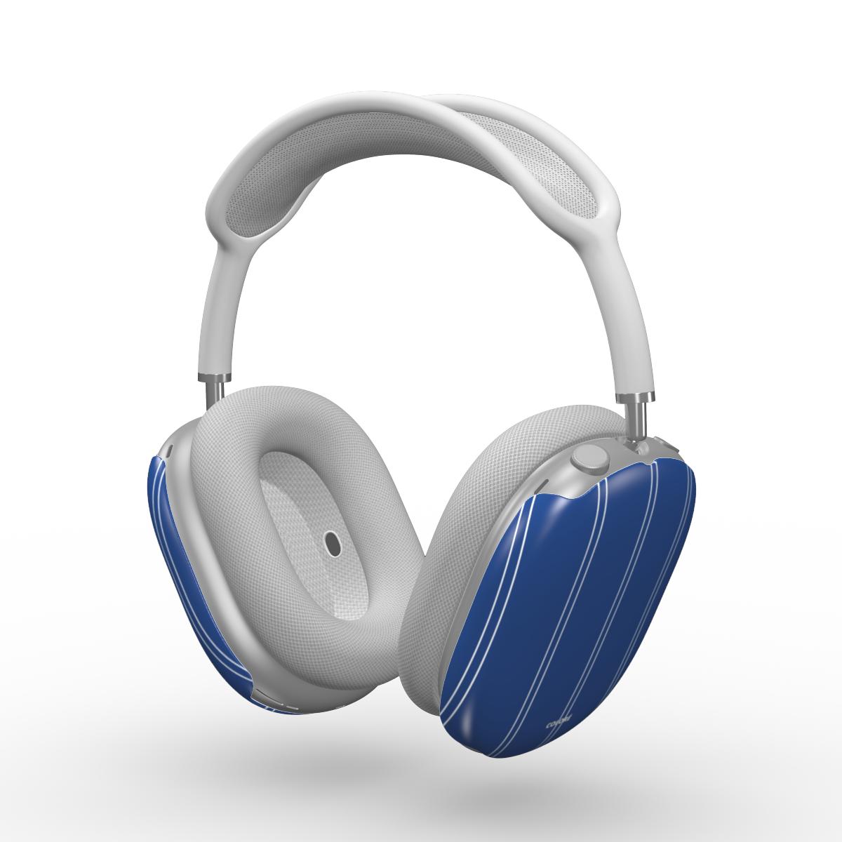 Coloré Sweetline Stripes Blue & White AirPods Max Tough Case – striped airpods max case stylish with snug shell protection