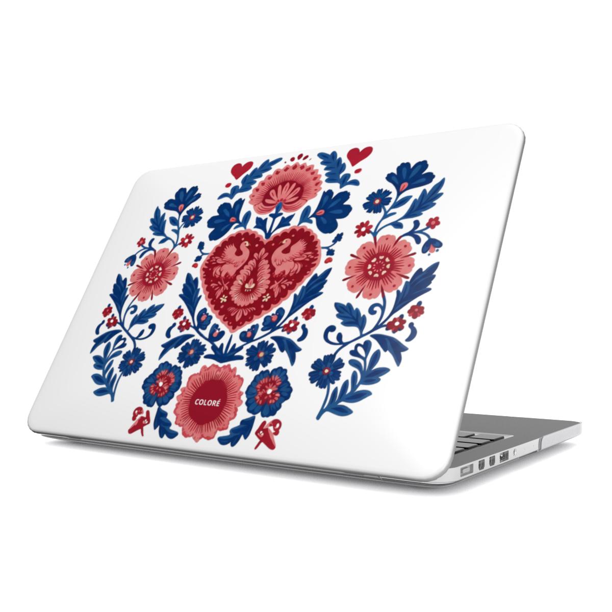 Coloré Folk Love Bloom – Blue & Red MacBook Case with vented design and slim profile, stylish macbook case