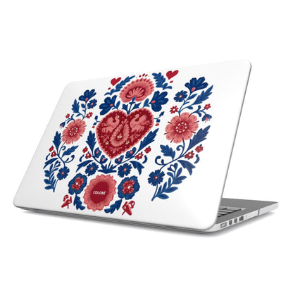 Coloré Folk Love Bloom – Blue & Red MacBook Case with vented design and slim profile, stylish macbook case