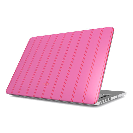 Coloré Sweetline Stripes – Pink & Red MacBook Case with vented base and anti-slip feet, stylish macbook case