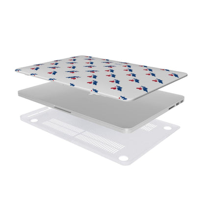 Coloré Folk Love Whispers – Blue & Red MacBook Case with vented base and rubber feet, stylish macbook case