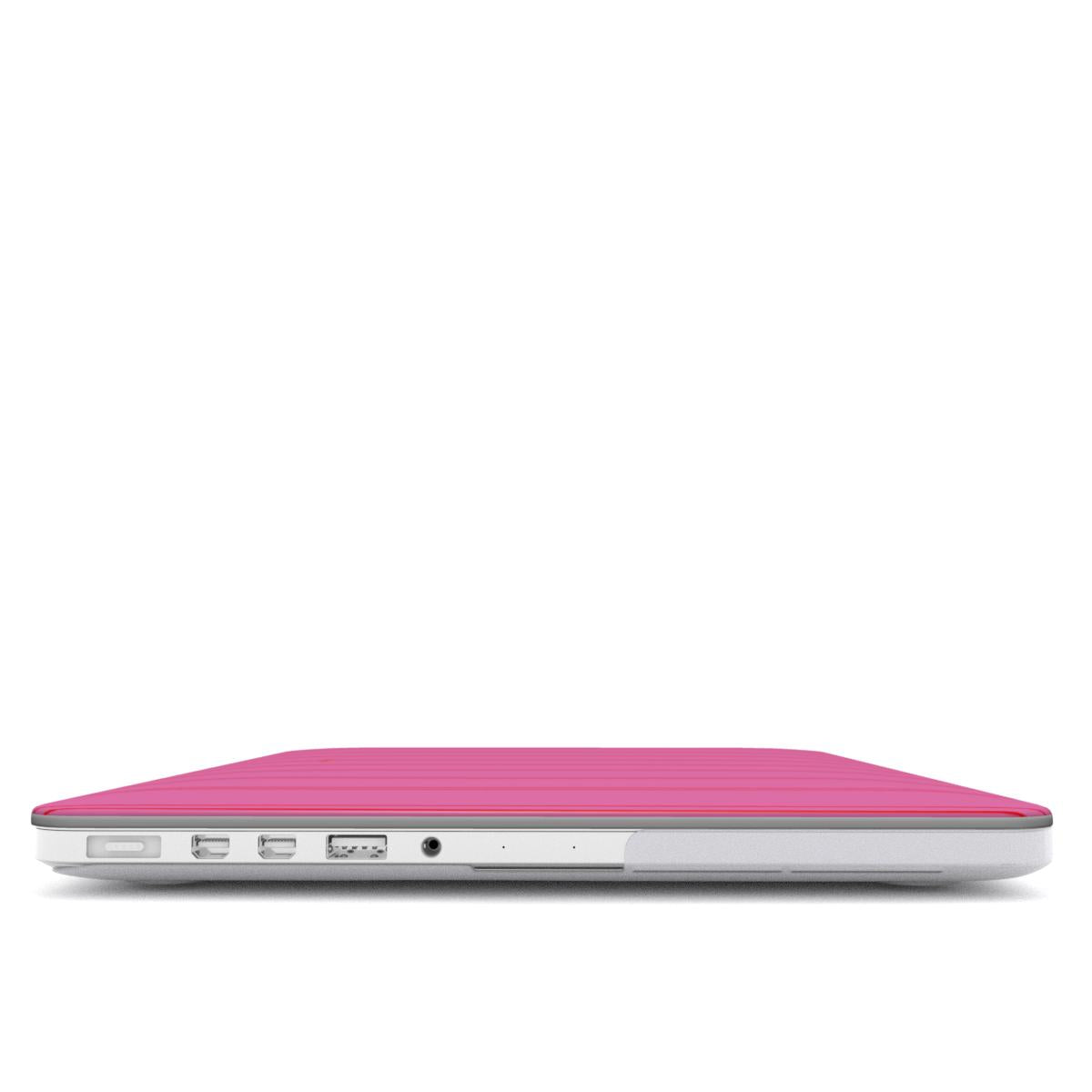 Coloré Sweetline Stripes Pink & Red MacBook Case with vented base and anti-slip feet, stylish macbook case