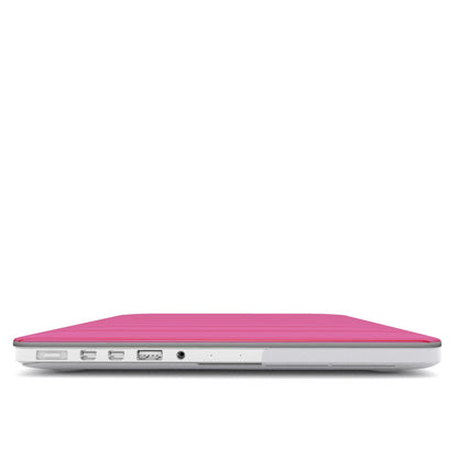 Coloré Sweetline Stripes Pink & Red MacBook Case with vented base and anti-slip feet, stylish macbook case