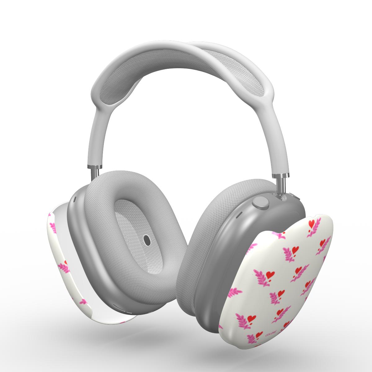 Coloré Folk Love Whispers Red & Pink AirPods Max Case with tailored fit and hard shell protection, airpods max case stylish