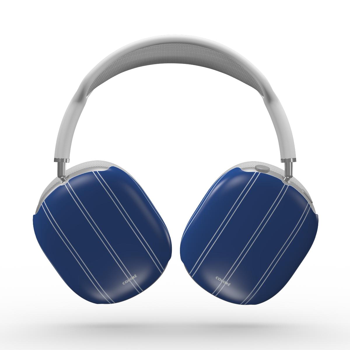 Coloré Sweetline Stripes - Blue & White AirPods Max Tough Case with tailored fit and hard shell, airpods max case stylish