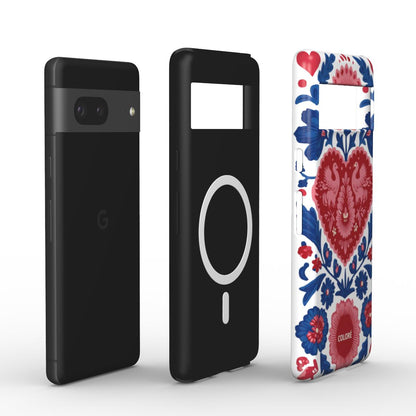 Coloré Folk Love Bloom - Blue & Red Magnetic Tough Phone Case with floral pattern (magnetic tough phone case)