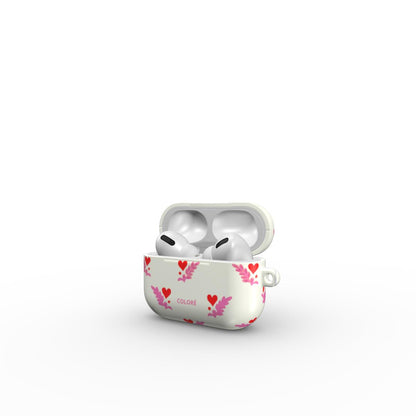 Coloré Folk Love Whispers - Pink & Red AirPods Case with slim fit and fade-proof print airpods case