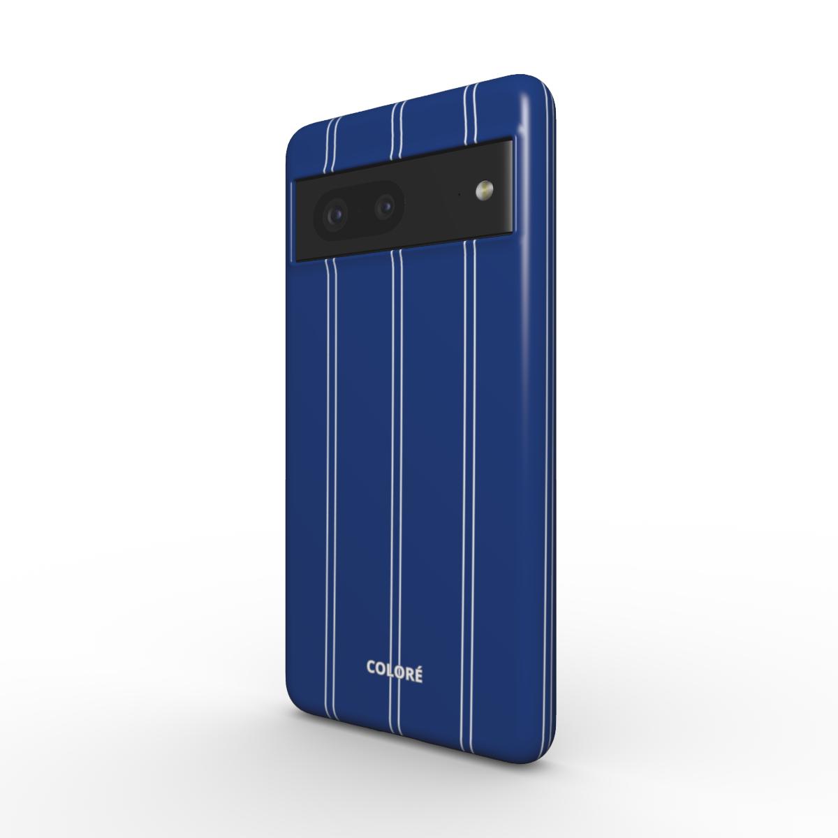 Coloré Sweetline Stripes – Blue & White Magnetic Tough Phone Case with striped finish (magnetic tough phone case)