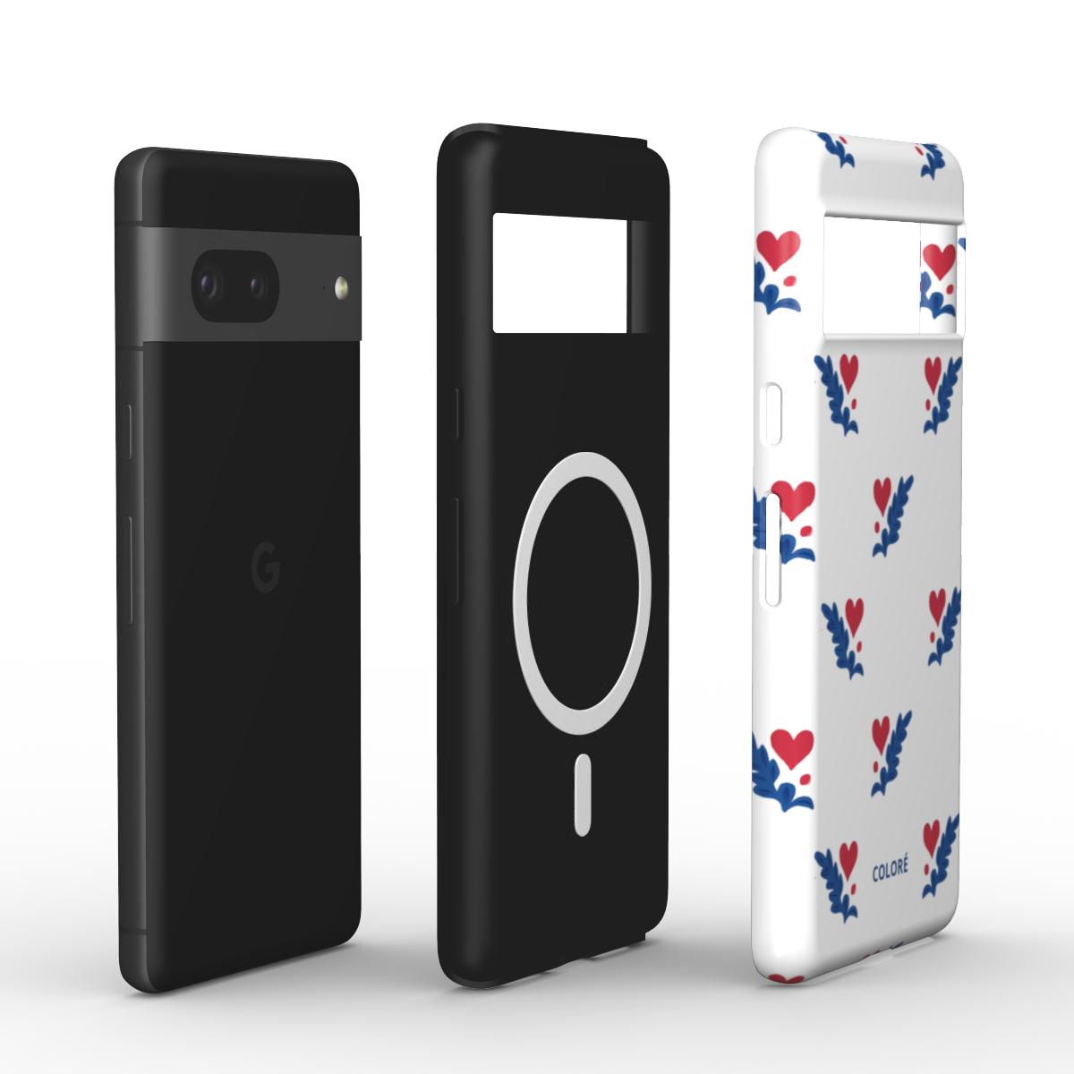 Coloré Folk Love Whispers - Blue & Red Magnetic Tough Phone Case with blue and red edge detail (magnetic tough phone case)