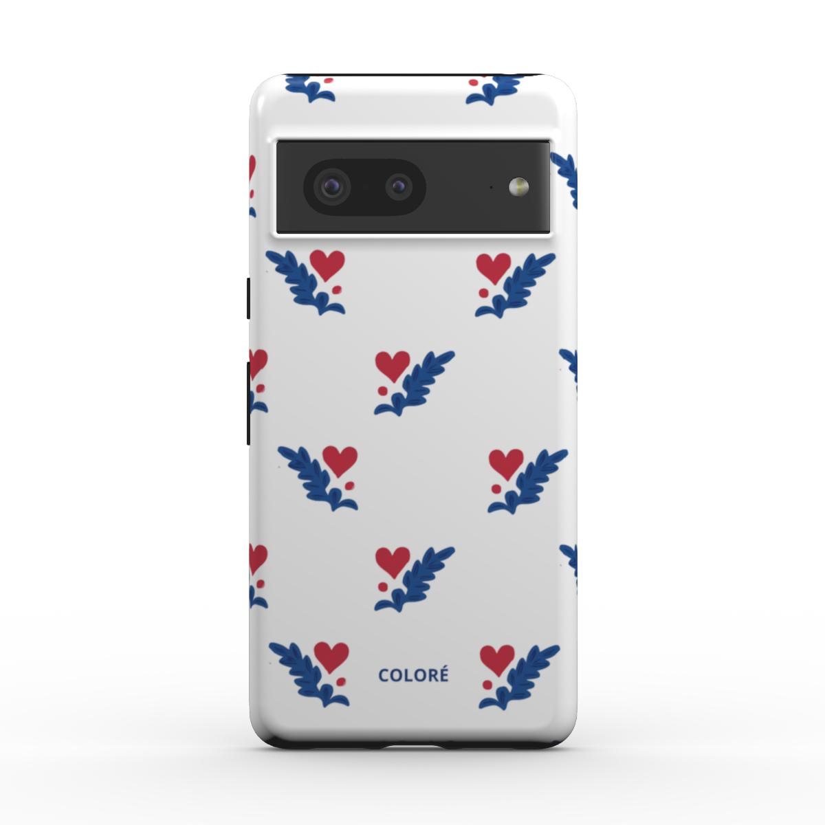 Coloré Folk Love Whispers - Blue & Red Magnetic Tough Phone Case with expressive two-tone design (magnetic tough phone case)
