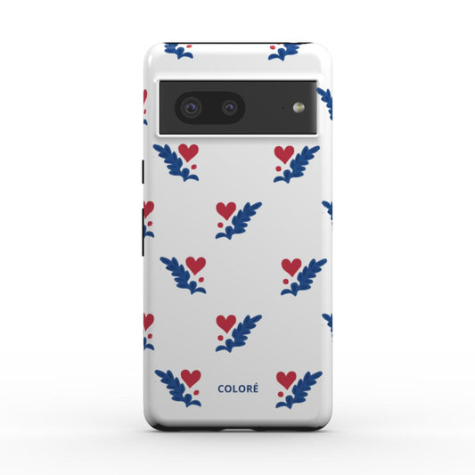Coloré Folk Love Whispers - Blue & Red Magnetic Tough Phone Case with expressive two-tone design (magnetic tough phone case)