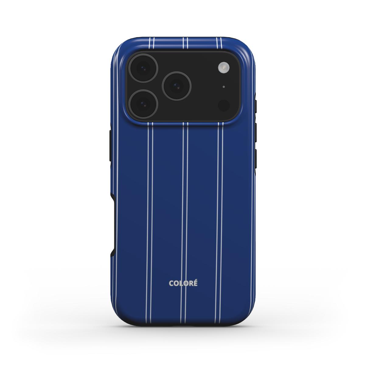 Coloré Sweetline Stripes - Blue & White - MagSafe Tough Phone Case with raised bezel, magsafe case aesthetic