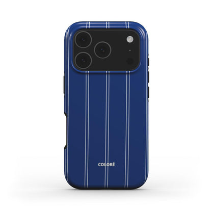 Coloré Sweetline Stripes - Blue & White - MagSafe Tough Phone Case with raised bezel, magsafe case aesthetic
