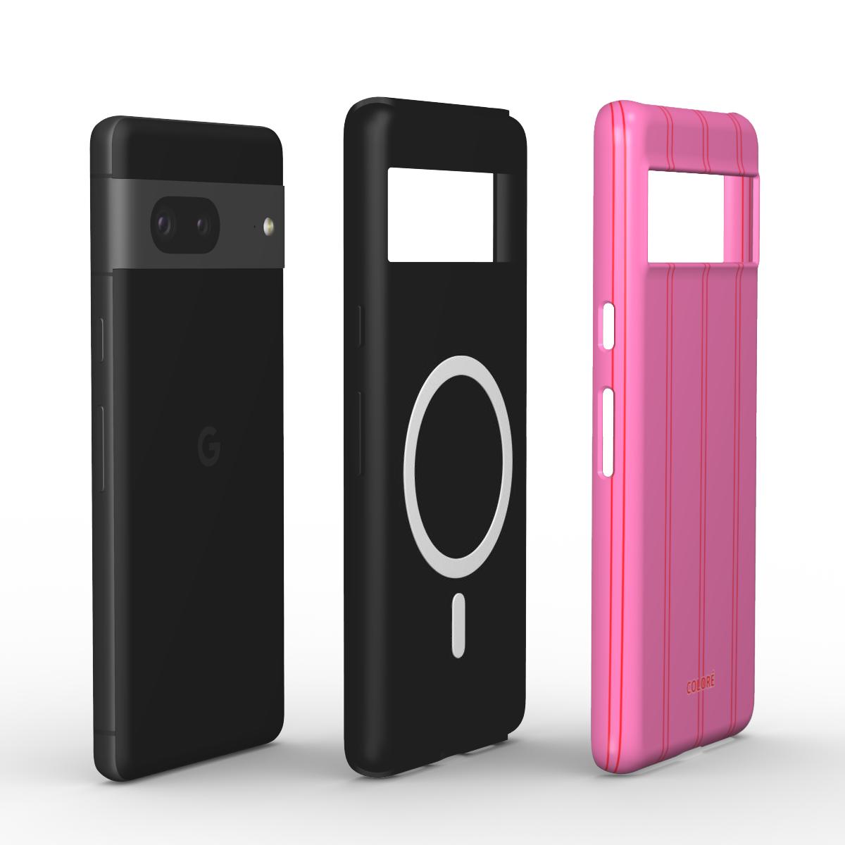 Coloré Sweetline Stripes - Red & Pink Magnetic Tough Phone Case with red and pink striped detail and trim