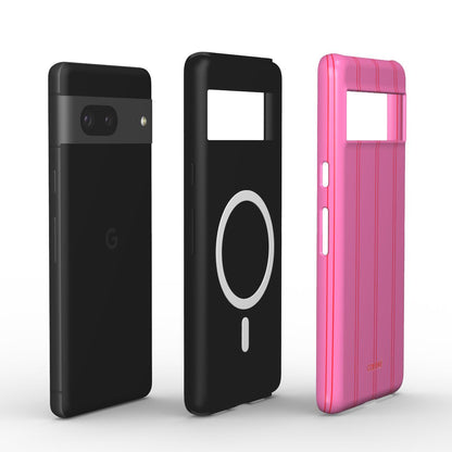 Coloré Sweetline Stripes - Red & Pink Magnetic Tough Phone Case with red and pink striped detail and trim