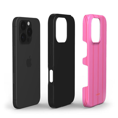 Coloré Sweetline Stripes – Red & Pink Tough Phone Case with raised bezel and dual-layer TPU + PC shell, stylish phone case