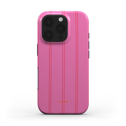 Coloré Sweetline Stripes - Red & Pink Tough Phone Case with raised bezel and dual-layer shell, stylish phone case
