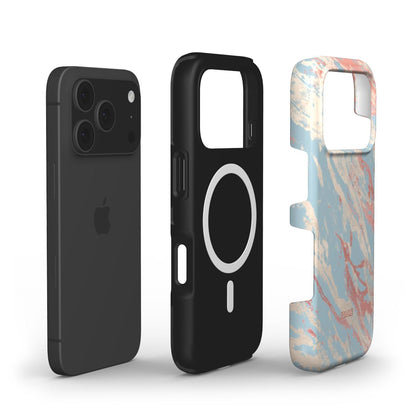Coloré Marble Wonders - Blue - MagSafe Tough Phone Case with raised bezel and dual-layer build, magsafe case aesthetic