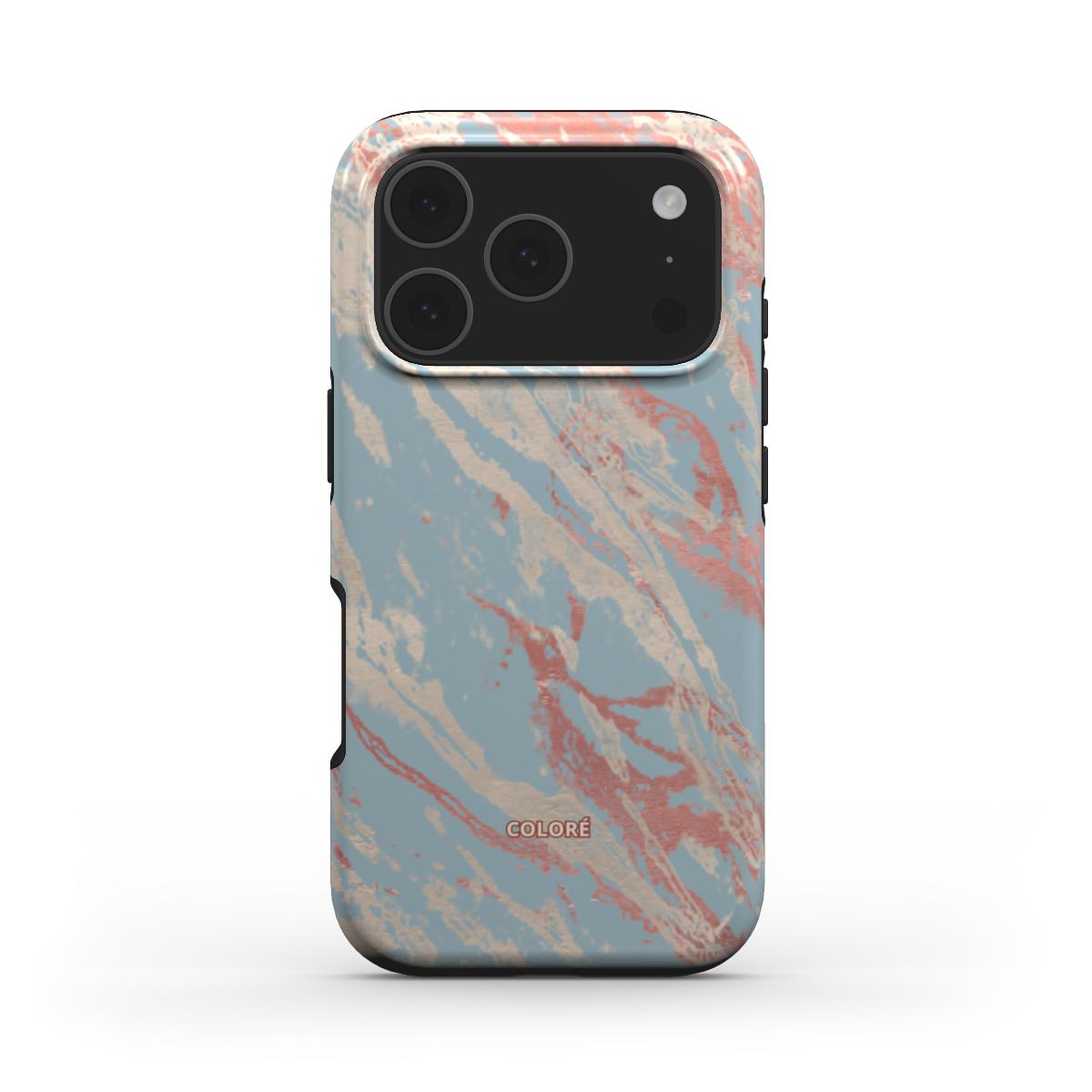 Coloré Marble Wonders Blue MagSafe Tough Phone Case – blue marble magsafe case aesthetic with raised bezel