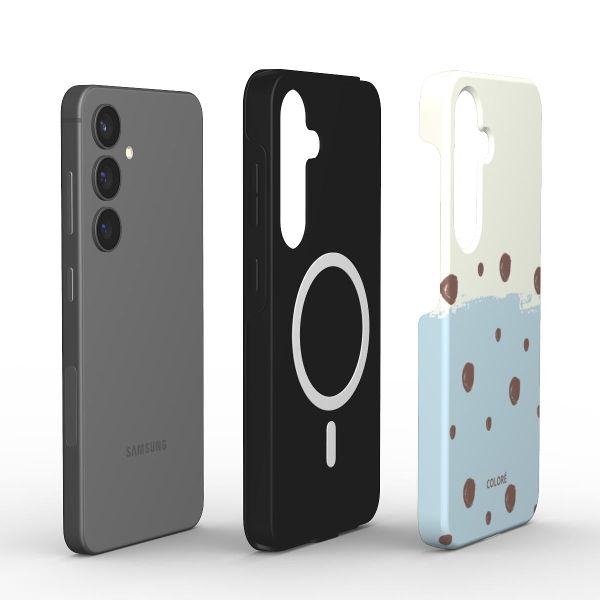 Capa para telemóvel resistente com estampado de bolinhas doces - Azul e Rosa -