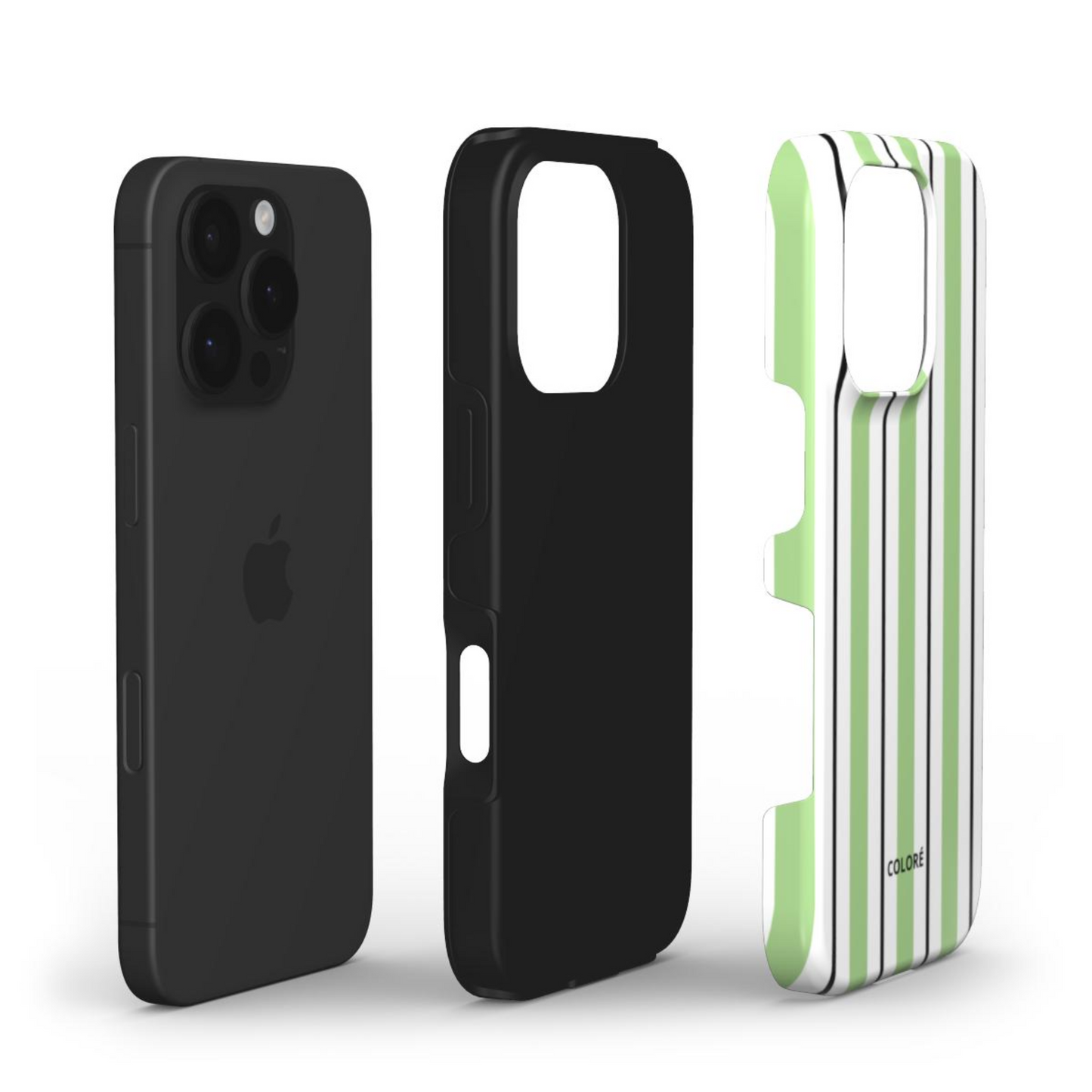 Vertical Flow - Green & Black - Tough Phone Case