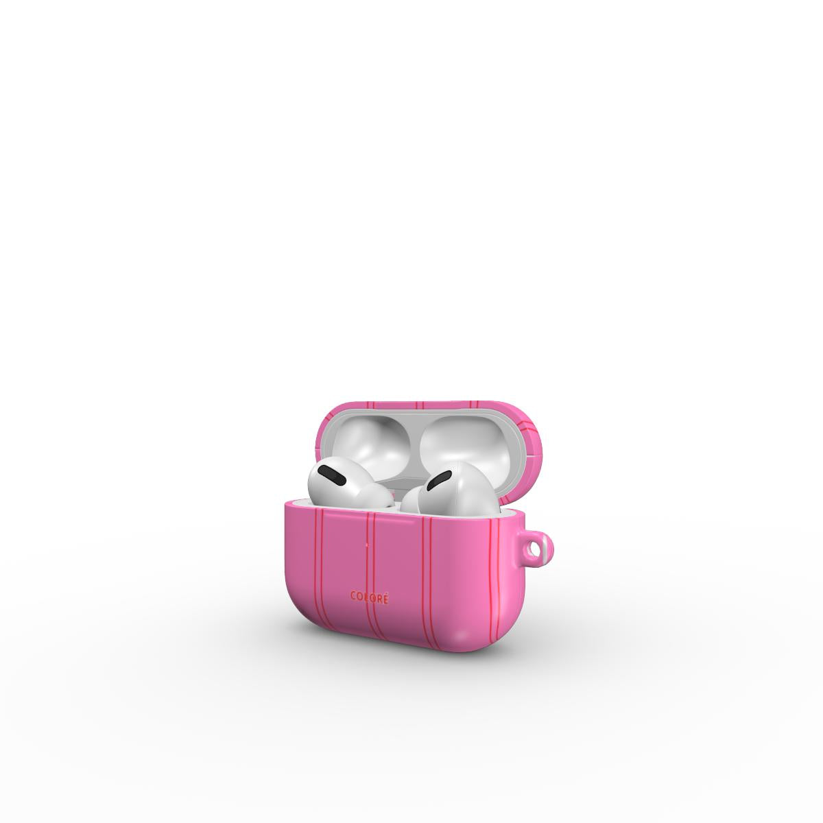 Coloré Sweetline Stripes – Red & Pink AirPods case with slim fit and polished finish