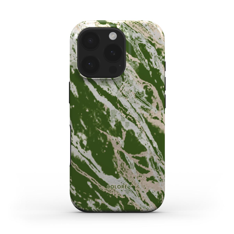 Coloré Marble Wonders - Green Tough Phone Case with raised bezel edge and dual-layer design, stylish phone case