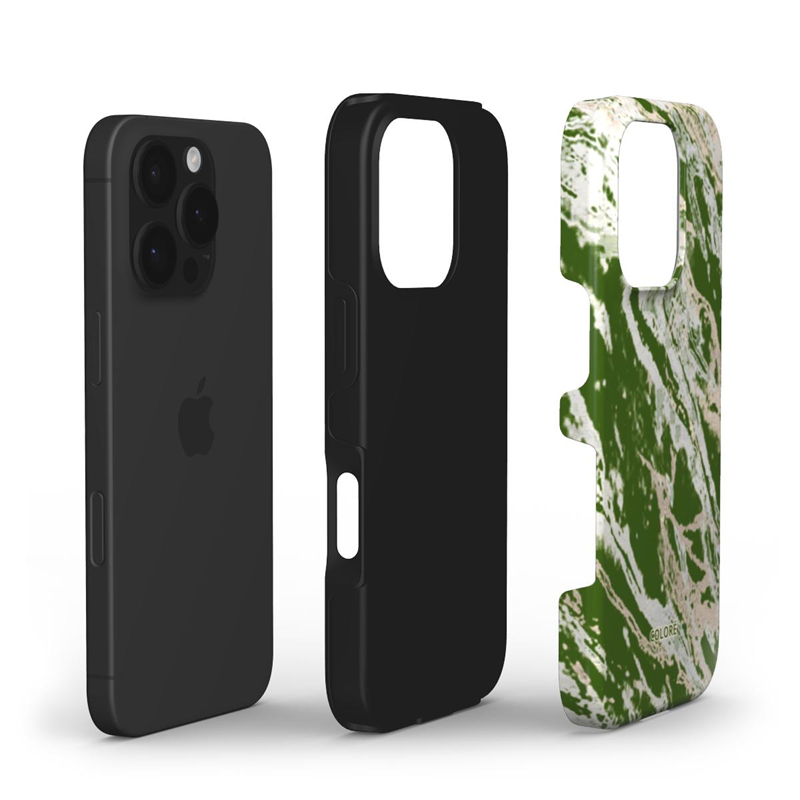 Coloré Marble Wonders - Green Tough Phone Case with raised bezel and dual-layer shell, stylish phone case